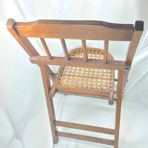 Childrens Folding Chair, Cane Seat, Antique image 6