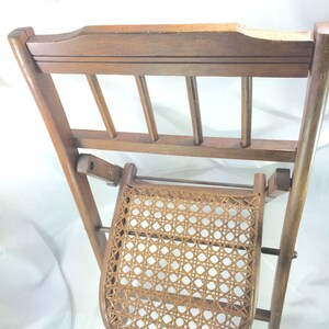 Childrens Folding Chair, Cane Seat, Antique image 7