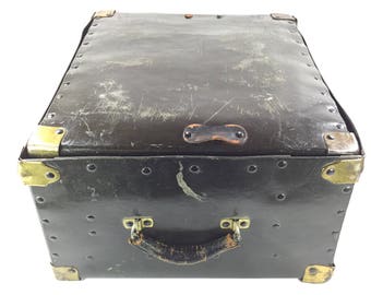 Storage Case, Antique, 2 piece with Handle and Brass Details