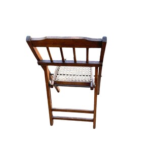 Childrens Folding Chair, Cane Seat, Antique image 4