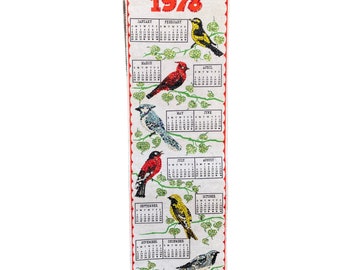 Felt Wall Calendar with Sequined Birds c.1978