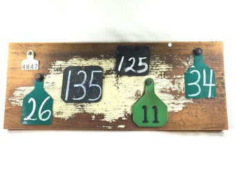 Farmhouse Wall Decor, of Cow Tags on an Old Board