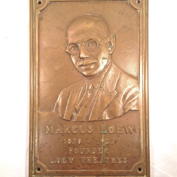 RESERVED Movie History Memorobilia Theatre Memorial Plaque Loews c.1929 Bronze