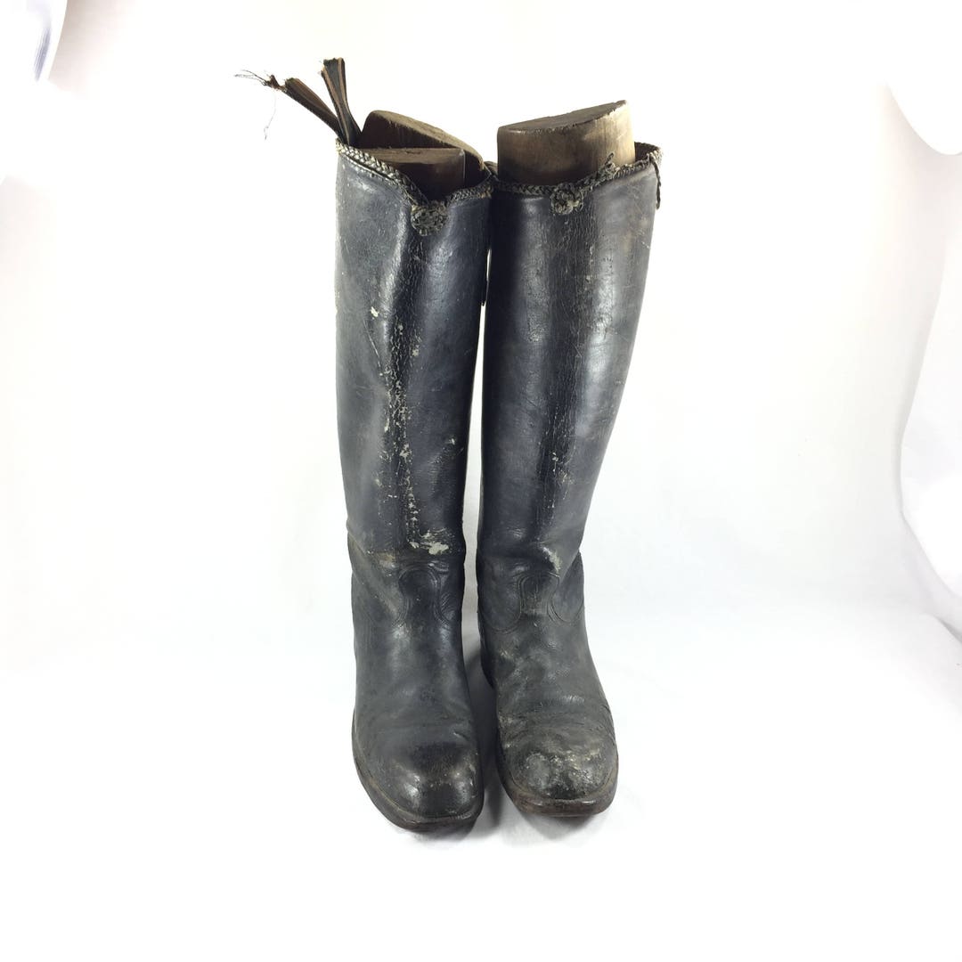 Leather Riding Boots Decor Prop Antique - Etsy