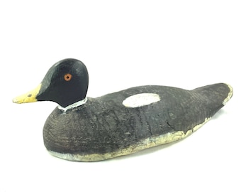 Leurre de canard, sculpté à la main, art populaire vintage