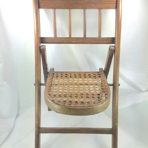 Childrens Folding Chair, Cane Seat, Antique image 5