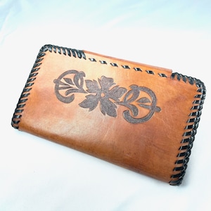 Cartera de cuero, funda para chequera, estilo vintage