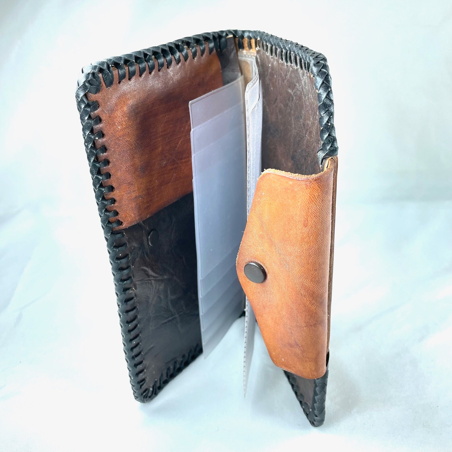 Leather Wallet Vintage Checkbook Cover Etsy UK
