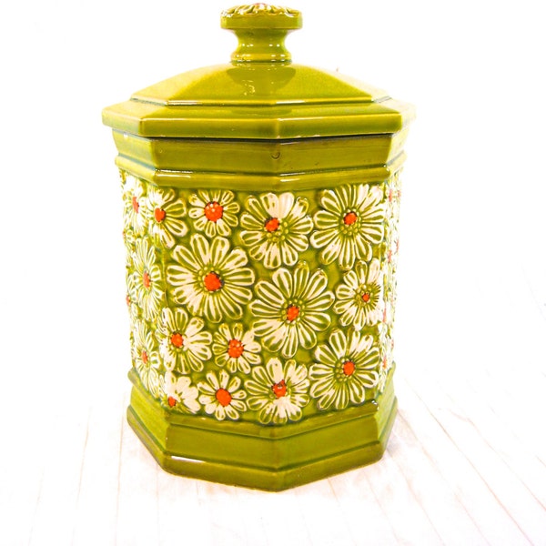 Cookie Jar 1960s Daisy Ceramic