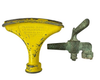 Flaring Rose Yellow Sprinkler & Brass Faucet Pair