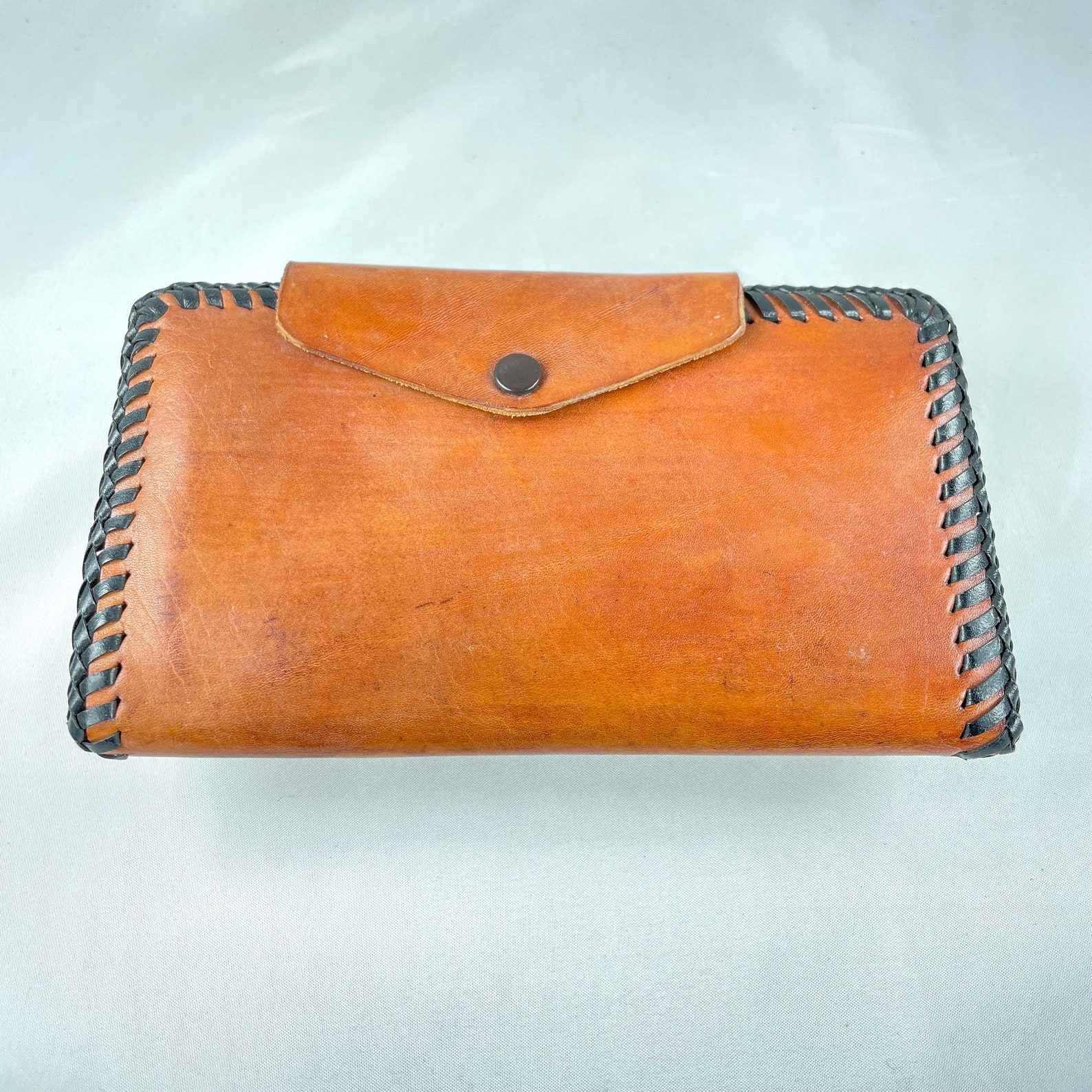 Leather Wallet Vintage Checkbook Cover Etsy UK