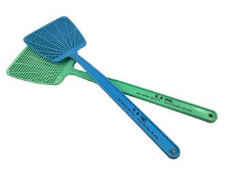 1 Plastic Fly Swatter, Vintage Advertising, Aqua or Blue