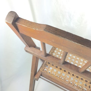 Childrens Folding Chair, Cane Seat, Antique image 9