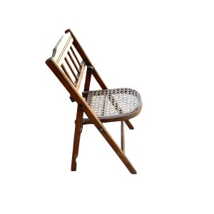 Childrens Folding Chair, Cane Seat, Antique image 2