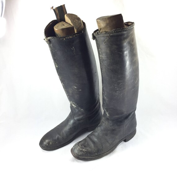 Leather Riding Boots Decor Prop Antique