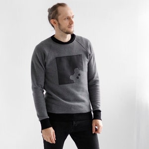 Slow fashion regular fit jumper with teddy bear application, Funny warm street style sweatshirt, Urban fashion clothing for men and women image 1