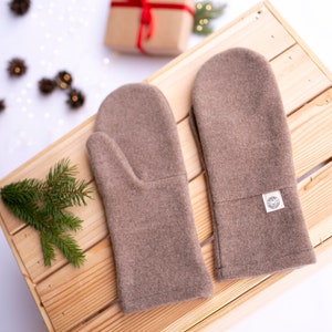 Stylish handmade mittens for women, Warm mittens for her, Christmas gift for wife in a box, Winter gloves from wool wrapped as a gift image 5
