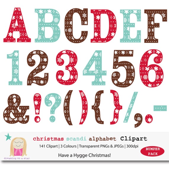 Items similar to Christmas Alphabet Clipart, Christmas Letter Clipart, Christmas Number Clipart