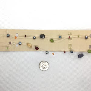 Colar vintage NOVO Peyote Bird Gem Pearl Faceted Station Prata Esterlina 2 Fios Invisível NWT Novo Estoque Antigo em Cartão NOS Ilusão Arco-íris