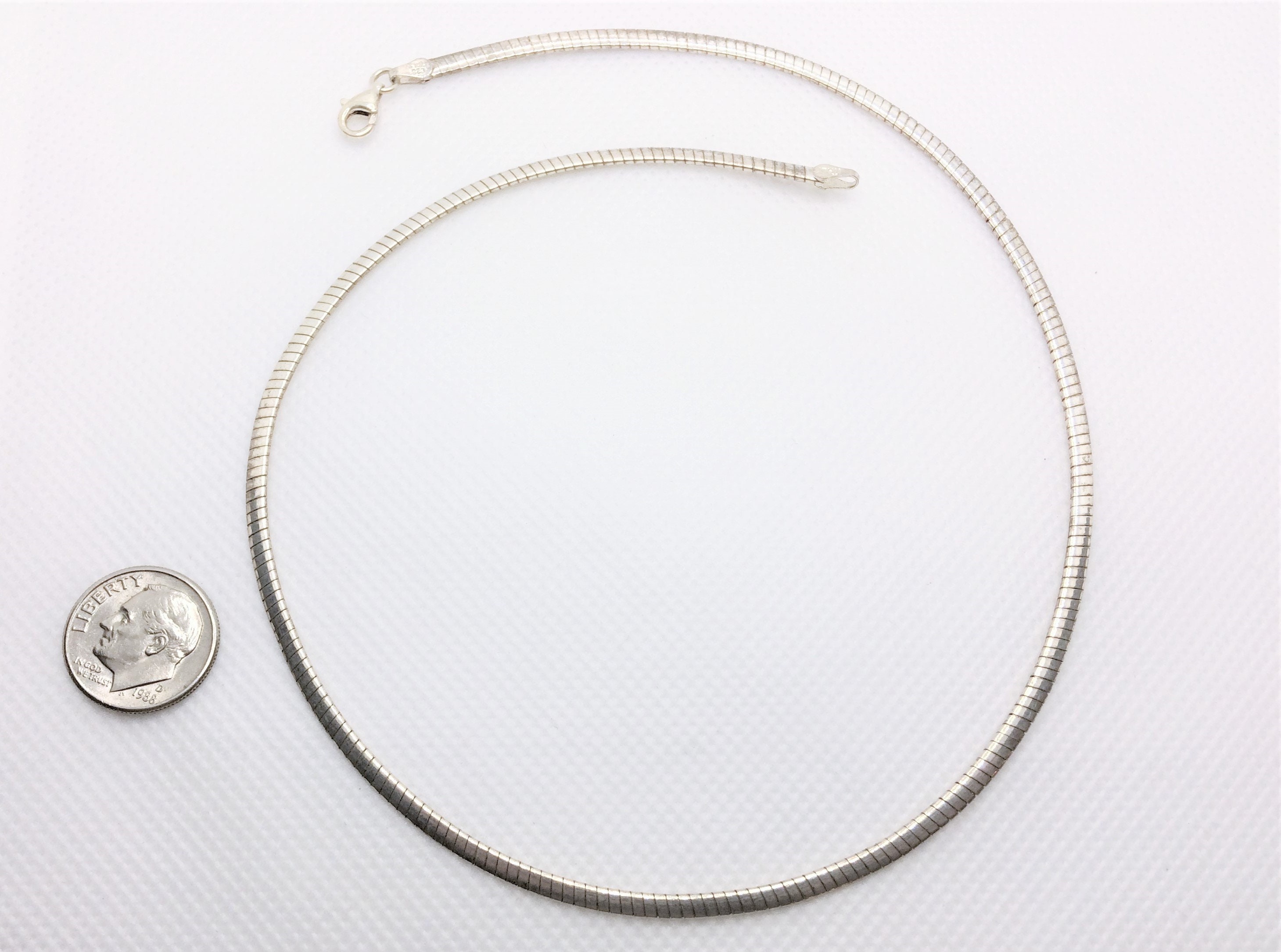 Italian Sterling Silver Classic Design Omega Necklace