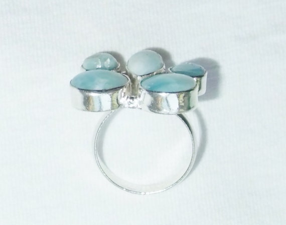 Genuine Larimar Silver Ring sz 9.5 5 Gemstones St… - image 5