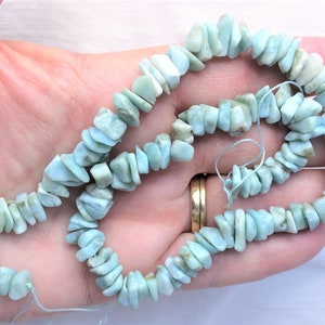 16&quot; Genuine Larimar Beads Full Strand 10mm - 12mm Long Free Form Large Shape Nuggets Stone Gem for Necklace Bracelet 51g Dominican Republic