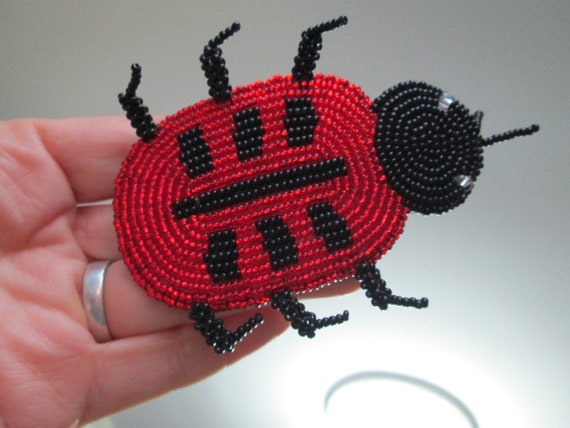 Lady Bug Seed Bead Ornament Lady Bug Seed Bead Ornament