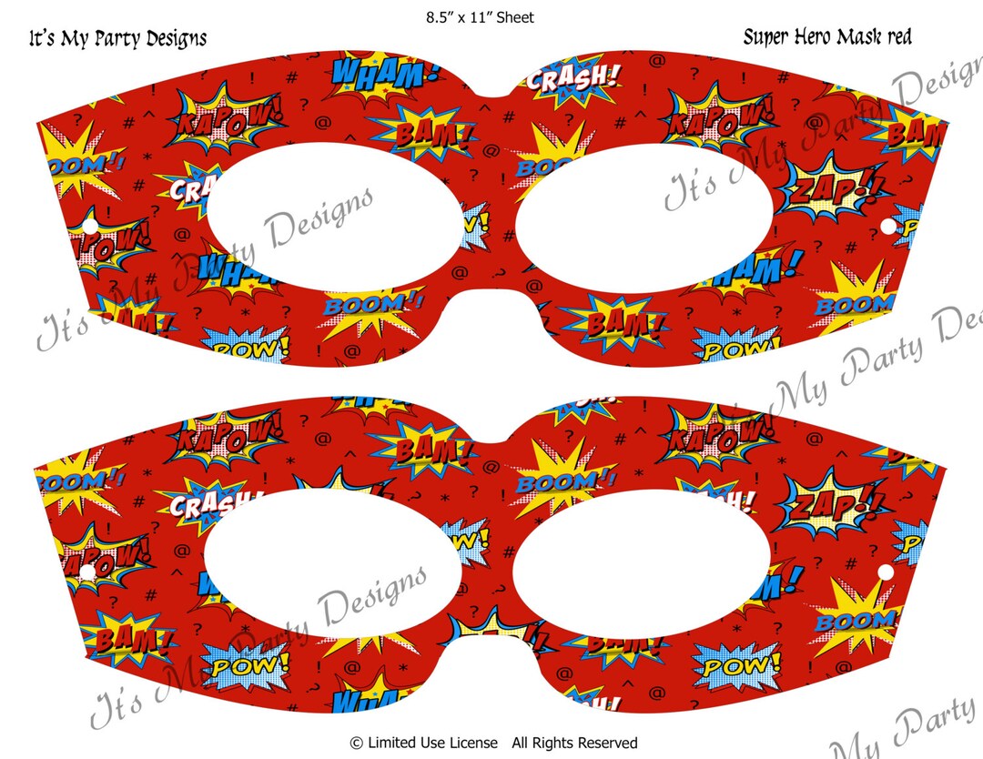 Digital Download: Printable, DIY, Red Super Hero Mask - Set of 2 - Etsy