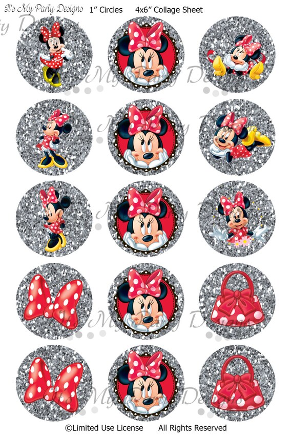 Printable Minnie Mouse Bottle Cap 1 Bottle Cap Digital Etsy
