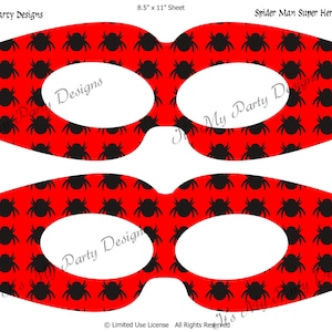 Digital Download: Spiderman Super Hero Mask - DIY, Party Printable, Spiderman Mask - Set of 2