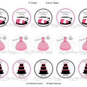 Printable Bridal Shower Thank You Tags/Favors:  2&quot; Pink & Black Circles