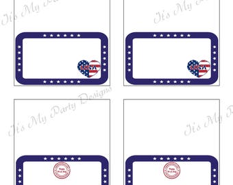 4th of July Tent Cards - Digital Download - set of 4 Patriotic Buffet/Tent Cards