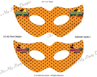 Digital Download: Printable, DIY, Halloween Masks 2 - Awesome Party favors, Halloween Parties