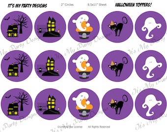 Digital Download Printable, DIY, Halloween Cupcake Toppers - 2" circles perfect for cupcake toppers, favor/gift tags