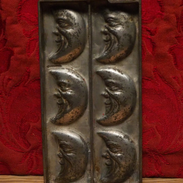 Antique flat mold chocolate mold of 6 x Man in the Moon by Anton Reiche  Dresden