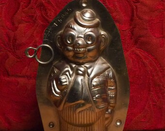 Antique two part chocolate mold of a Grandfather very cute