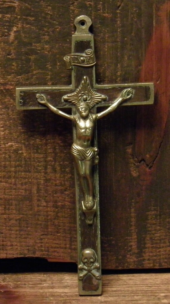 Antike Brustbrust Religiose Schadel Kreuz Knochen Kruzifix Etsy
