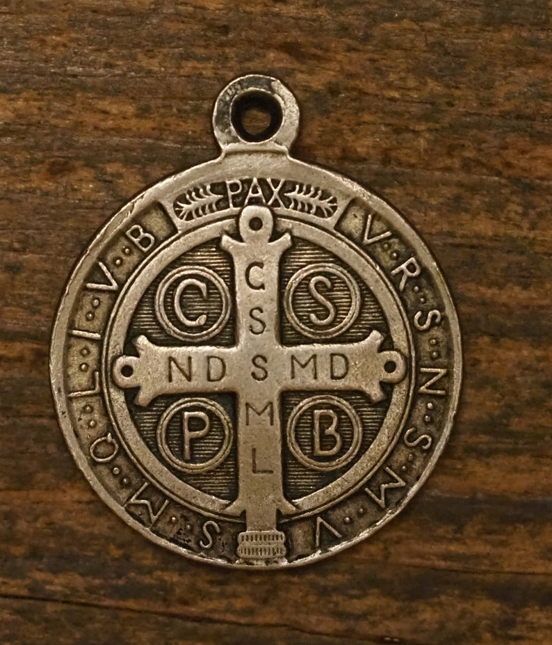 Antique Silvered Religious Medal Pendant Charm Saint Etsy
