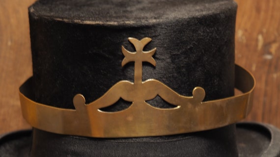 Antique French Tiara Crown Diadem in brass with cr