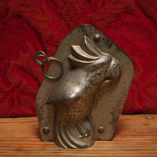 Antique two part chocolate mold of a Parrot by Anton Reiche Dresden