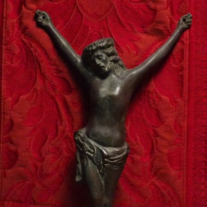 Large Antique religious bronze corpus of our lord Jesus   12&quot; Tall