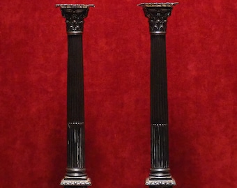 Antique pair of Old Sheffield Corinthian candlesticks with detachable scones B&F 1764