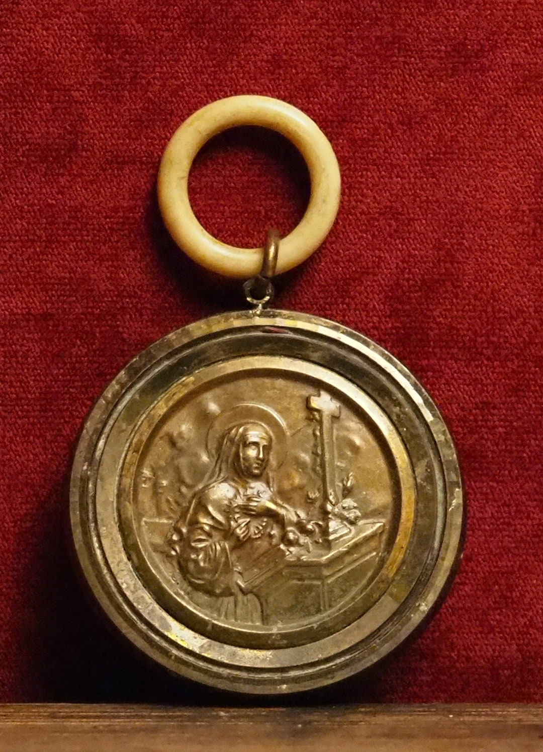 Antique Religious Picture Frame Prayer Ornate Wall Plaque Saint Rita ...