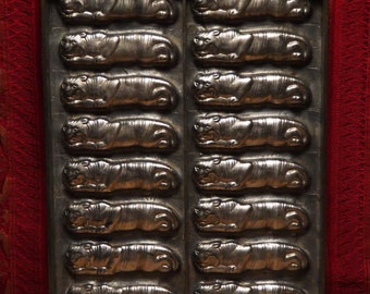 Antieke art deco platvorm chocoladevorm van 16 x Tijger van Anton Reiche Dresden (A)