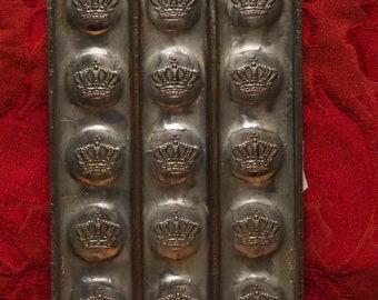 Antique flat mold chocolate mold of 15 x Crown Pralines (A)