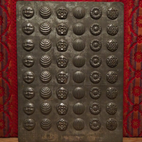 Reserved for Dan !!! Antique flat chocolate mold in frame to make 48 pralines by Anton Reiche  Dresden