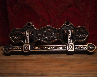 Antique French Gothic black color and red copper look Coffin Handles Momento Mori .
