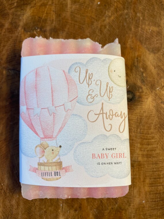 Baby shower favors, baby girl shower favor, baby boy shower favor, soap favor, up up and away baby shower, hot air balloon baby shower