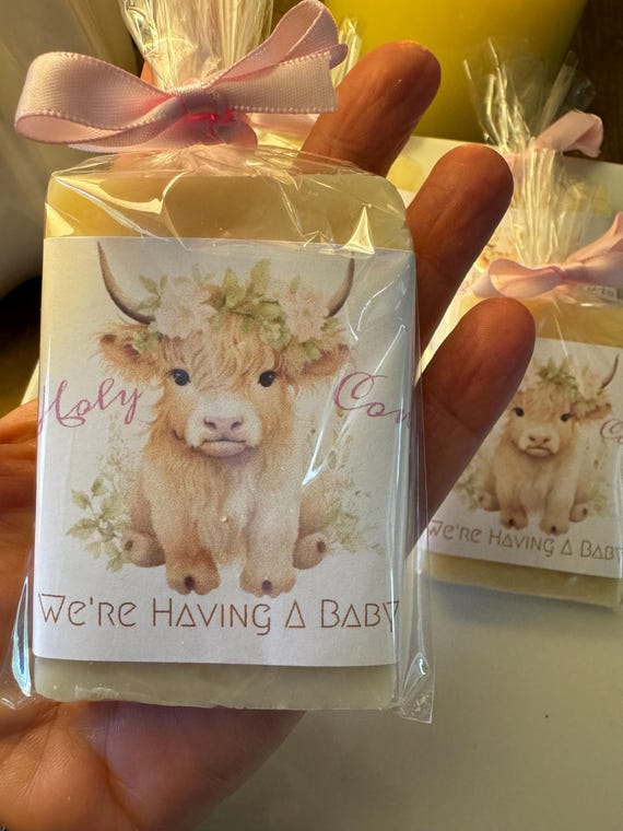 Baby shower favors, 1oz soap favor, Baby girl highland Cow shower favor, Highland Cow, shower favor, soap favor, Baby highland Cow
