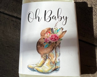 Cowgirl Baby Shower Favors: Handmade Soap, Personalized Label (1oz)
